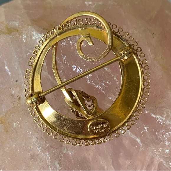 THEDA 12 K GOLD FILLED PEARL BROOCH ART DECO - Picture 3 of 6